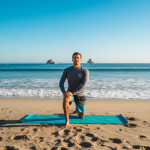 hip stretch on the beach