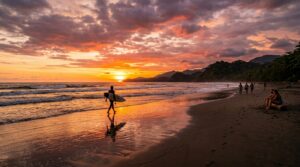 Surfer_walking_on_beach_sunset