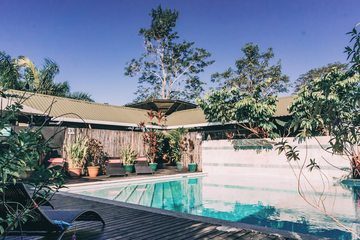 Danyasa Eco-Retreat yoga setup in Dominical