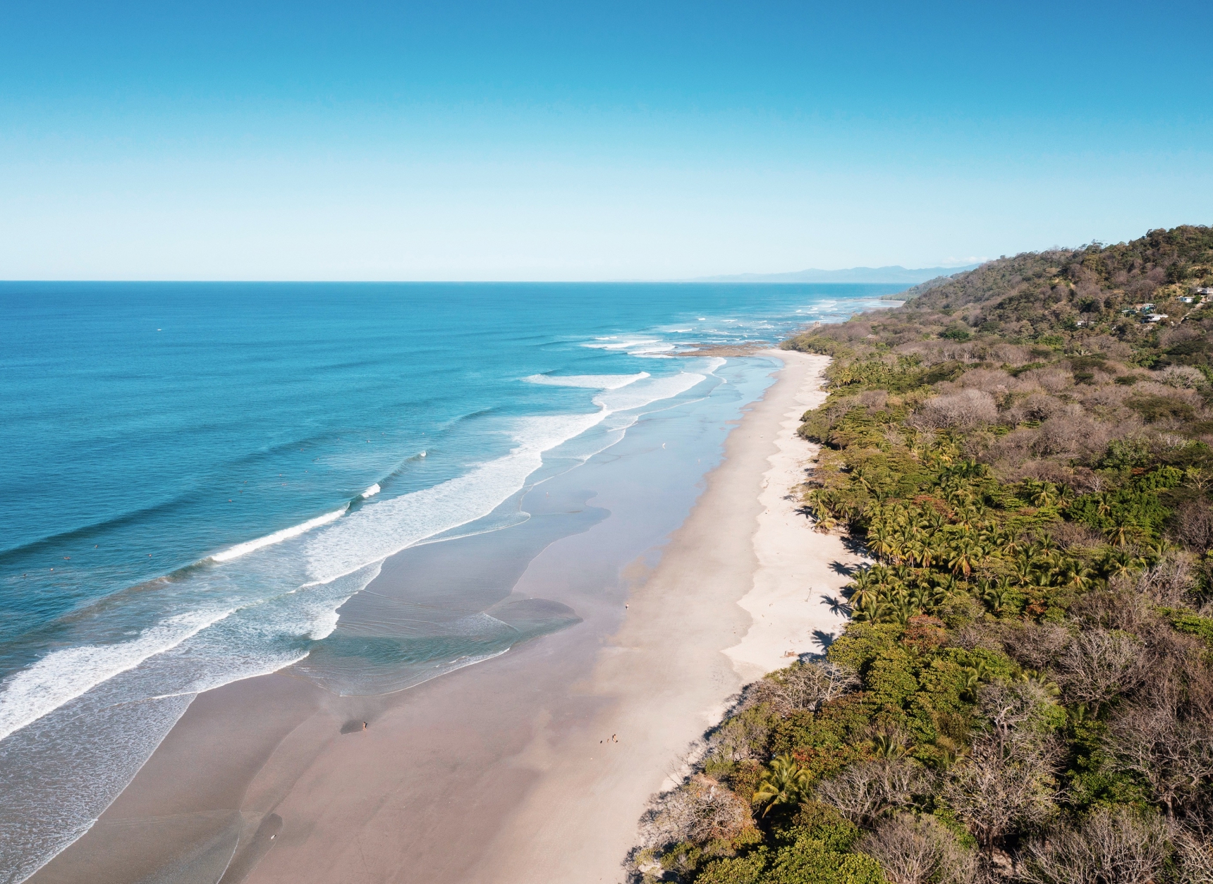 Aerial wide shot of Playa Carmen showcasing a Santa Teresa surf spots beginner environment