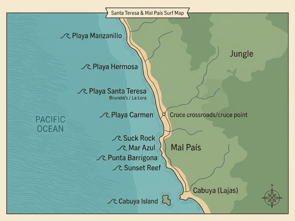 santa teresa surf map